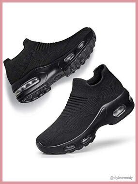 Slip On Sock Sneakers Air Cushion Mesh Walking Shoes Comfortable